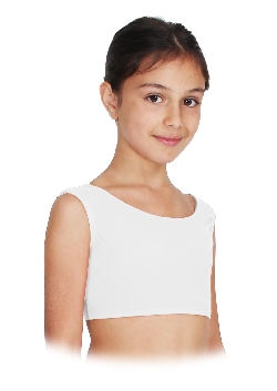 TOP DANZA LYCRA CORTO CON SPALLINE SPESSE BIANCO BAMBINA
